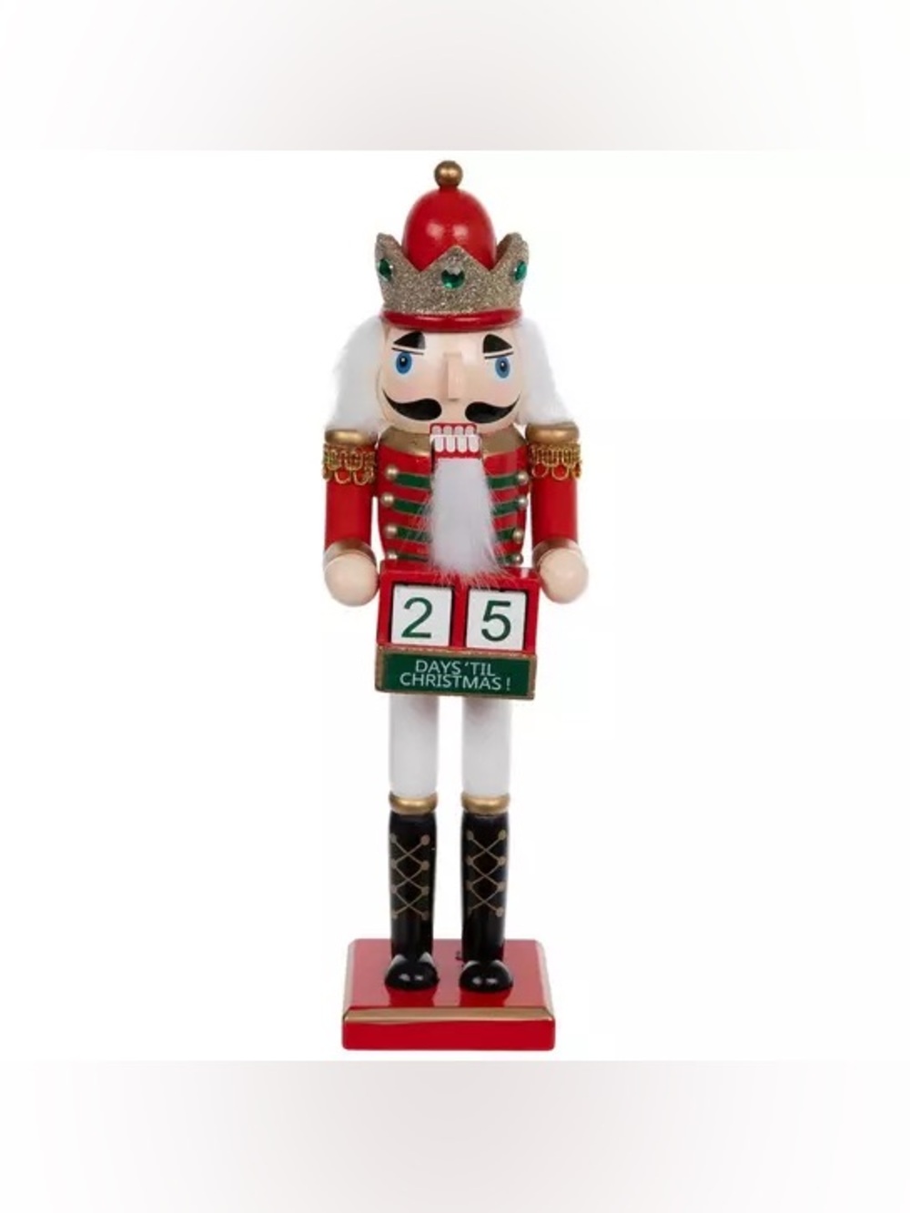 Red Countdown Calendar Wood Nutcracker
